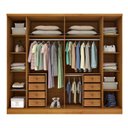 Ver imagem 4 de Quarto de Casal Roupeiro 6 Portas Portugal com Pés, Cama Casal Queen, Cabeceira e Cômoda 5 Gavetas Bege/Cinamomo