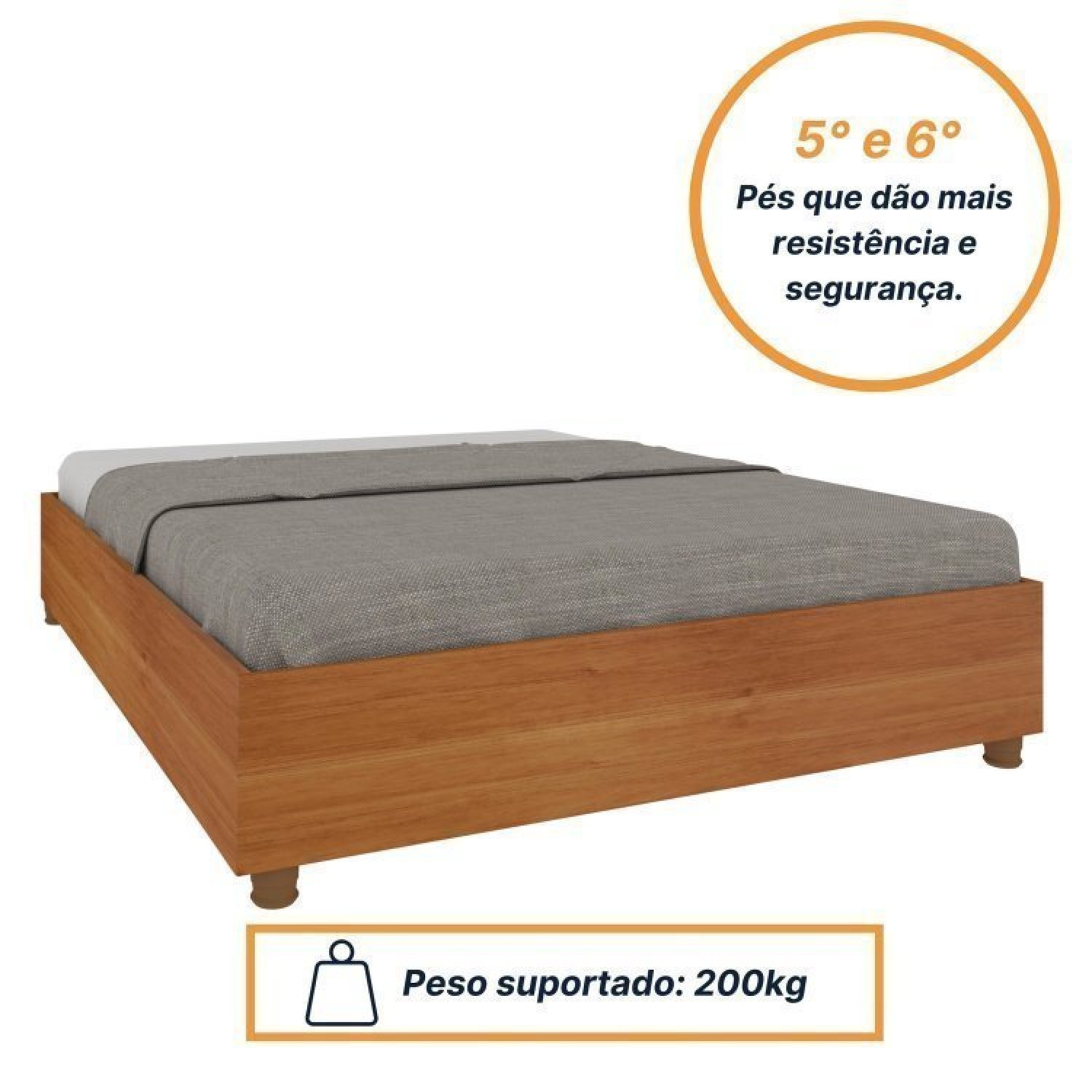 Quarto de Casal Roupeiro 6 Portas Portugal com pés, Cama Casal Queen, Cabeceira e Cômoda 5 Gavetas - 17