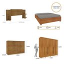 Ver imagem 3 de Quarto de Casal Roupeiro 6 Portas Portugal com Pés, Cama Casal Queen, Cabeceira e Cômoda 5 Gavetas Bege/Cinamomo