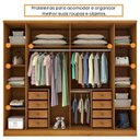 Ver imagem 5 de Quarto de Casal Roupeiro 6 Portas Portugal com Pés, Cama Casal Queen, Cabeceira e Cômoda 5 Gavetas Bege/Cinamomo