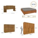 Ver imagem 2 de Quarto de Casal Roupeiro 6 Portas Portugal com Pés, Cama Casal Queen, Cabeceira e Cômoda 5 Gavetas