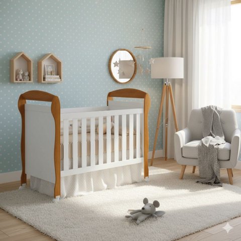 Berço Americano 2 em 1 Danny Vira Sofazinho Infantil Branco/Savana Fosco Quarto de Bebê - Reller