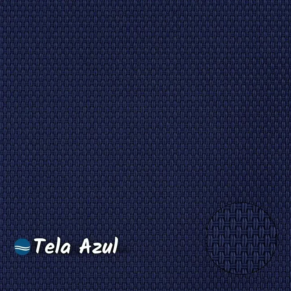 Conjunto de 2 Cadeiras Ripado Alumínio Marrom Tela Azul - 5