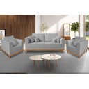 Ver imagem 2 de Kit Sofá 3 Lugares e 2 Poltronas Beny Viena com Almofadas Decorativa Linho Cinza - Madeira Prima Dec