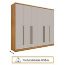 Ver mais imagens de Quarto de Casal Roupeiro 6 Portas Portugal com Pés, Cama Casal Queen, Cabeceira e Cômoda 5 Gavetas Bege/Cinamomo/Off White