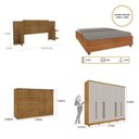Ver imagem 3 de Quarto de Casal Roupeiro 6 Portas Portugal com Pés, Cama Casal Queen, Cabeceira e Cômoda 5 Gavetas Bege/Cinamomo/Off White