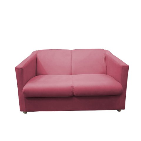 Namoradeira Decorativa Biane Suede Rosa 2 Lugares Pés Cromado Mz Decor