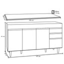 Ver imagem 4 de Balcão Gabinete com Tampo 150cm Marrocos Preto/Cinza - Lumil Lumil Móveis