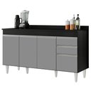 Ver imagem 1 de Balcão Gabinete com Tampo 150cm Marrocos Preto/Cinza - Lumil Lumil Móveis