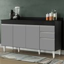 Ver imagem 2 de Balcão Gabinete com Tampo 150cm Marrocos Preto/Cinza - Lumil Lumil Móveis