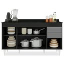 Ver imagem 3 de Balcão Gabinete com Tampo 150cm Marrocos Preto/Cinza - Lumil Lumil Móveis