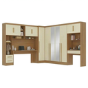 Ver imagem 2 de Guarda Roupa Casal Modulado 4 Peças 11 Portas 5 Gavetas com Cabeceira e Escrivaninha 100% MDF Smart
