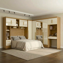 Ver imagem 1 de Guarda Roupa Casal Modulado 4 Peças 11 Portas 5 Gavetas com Cabeceira e Escrivaninha 100% MDF Smart