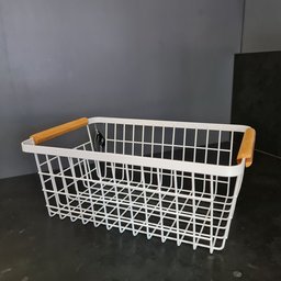 2x Cestos de Metal com Alça de Bambu 29x18,5x11,5cm - 2