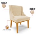 Ver imagem 3 de Kit 6 Cadeiras Estofadas para Sala de Jantar Base Fixa de Madeira Castanho Lia Suede Bege - Ibiza