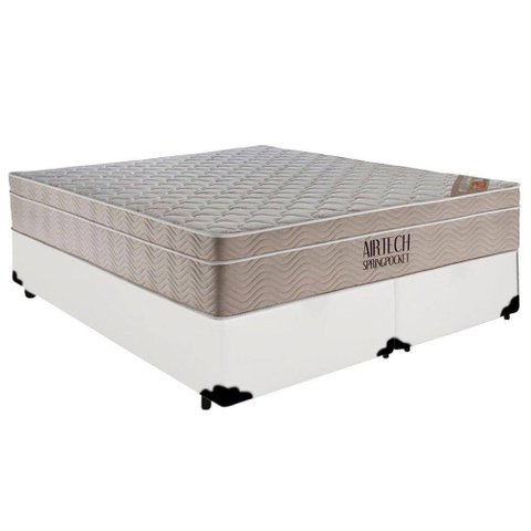 Cama Box Base Queen Bipartido Molas Ensacadas Airtech Springpocket 158x198 Branco - Ortobom