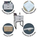 Ver imagem 4 de Mesa de Cabeceira Off White 40cm Eco Industrial 2 Gavetas Quarto Cama Base Metal Preta Puxador Prata