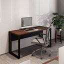 Ver imagem 2 de Plataforma Trabalho Individual com Caixa de Tomadas 135cm Industrial Executive Louro Preto Marrom