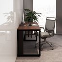 Ver imagem 5 de Plataforma Trabalho Individual com Caixa de Tomadas 135cm Industrial Executive Louro Preto Marrom