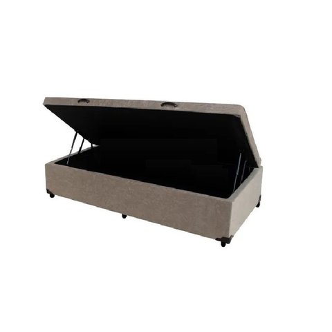 Cama Box Baú Solteiro Blindado Suede Bege