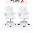 Ver imagem 3 de Kit com 2 Cadeiras Escritório Diretor Tela Mesh Braço Regulável Ajuste Lombar Bogotá Branco