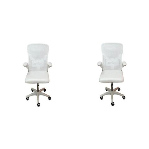 Kit com 2 Cadeiras Escritório Diretor Tela Mesh Braço Regulável Ajuste Lombar Bogotá Branco