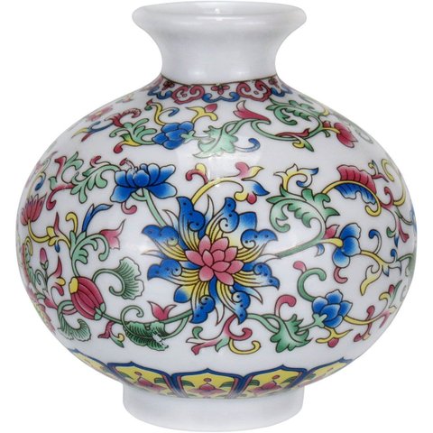 Vaso Decorativo de Cerâmica Color 9x9x9cm Enfeite Sala Mesa Estante Aparador