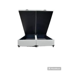 Cama Box Baú Queen Bipartido Blindado Linhão Cinza Com Pistão A Gás - 2