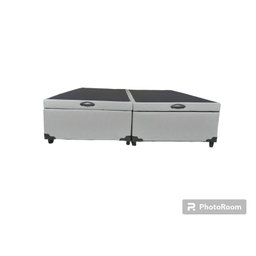 Cama Box Baú Queen Bipartido Blindado Linhão Cinza Com Pistão A Gás - 1