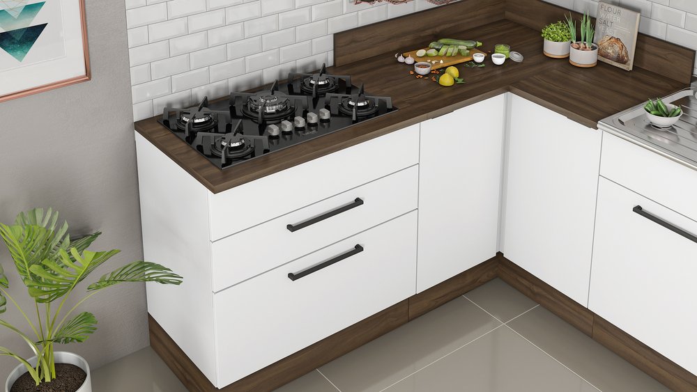 Balcão para Cooktop 5 Bocas 2 Gavetas 80cm Exclusive - Itatiaia Branco Matt - 4