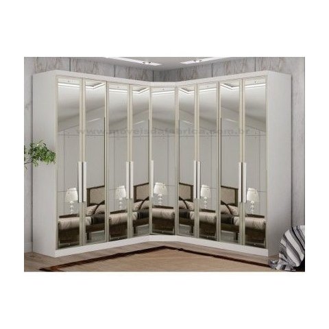 Modulado Closet 100% Mdf Espelhado 9 Portas 6 Gavetas - Linea-branco - Móveis Novo Horizonte