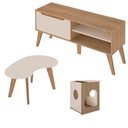 Ver imagem 1 de Rack 60 Pol Mesa Centro e Apoio Sala Lop4 Carvalho Off White Arly