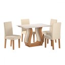 Ver imagem 2 de Mesa de Jantar 4 Lugares Benet Mel/off White/veludo Pastel