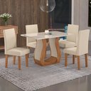 Ver imagem 1 de Mesa de Jantar 4 Lugares Benet Mel/off White/veludo Pastel