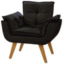 Ver imagem 1 de Poltrona Opala Suede Preto Cadeira Decorativa Sala Recepção Pés Imbuia - Bela Decor