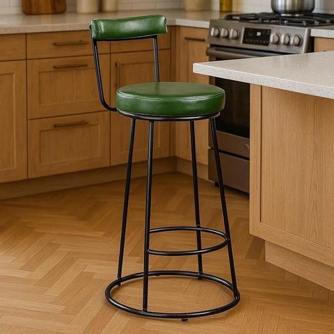 Banqueta Alta 70 Cm Miami Estrutura Metálica e Assento Couríssimo Area Gourmet Churrasqueira Salaone