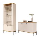 Ver imagem 1 de Conjunto Buffet e Cristaleira Rouxinol Off White Nature Preto