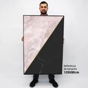 Ver imagem 2 de Quadro Decorativo Caixa Alta com Vidro Geométrico Mármore Moderno TaColado Moldura Madeira 120 x 80c