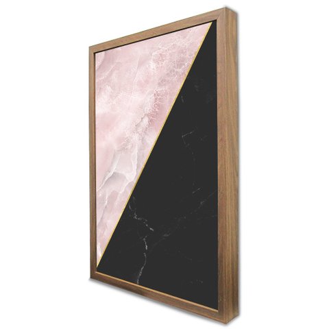 Quadro Decorativo Caixa Alta com Vidro Geométrico Mármore Moderno TaColado Moldura Madeira 120 x 80c