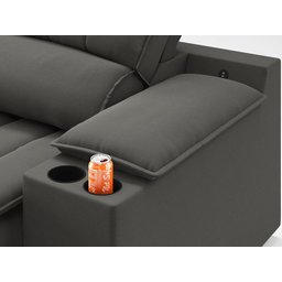 Sofá com Porta Copos e Carregador USB Retrátil e Reclinável Murano 2,00m Velosuede Cinza - - 7