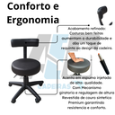 Ver imagem 7 de Mocho Preto para Estética Cadeira Ergonômica Regulagem de Altura Clínica Manicure Giratória Rodínhas