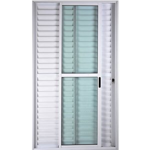 Porta de Alumínio de Correr Balcão 3 Folhas 2,10 x 1,50 Linha 25 Com Chave Cor Branco