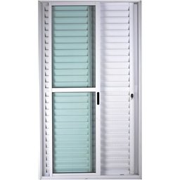 Porta de Alumínio de Correr Balcão 3 Folhas 2,10 x 1,50 Linha 25 Com Chave Cor Branco - 2