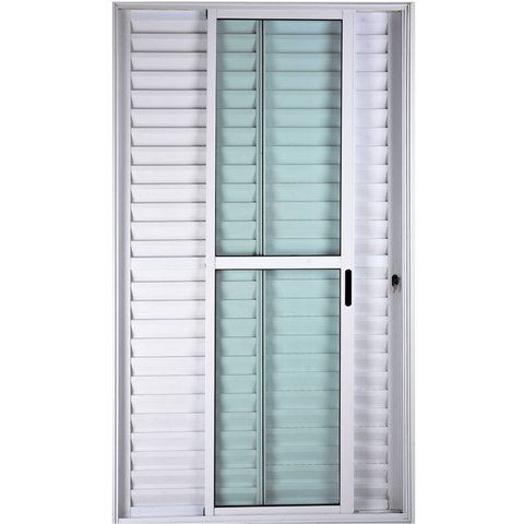 Porta de Aluminio Balcão 3 Folhas com Fechadura Linha Premium:2,10 X 1,50/brilhante