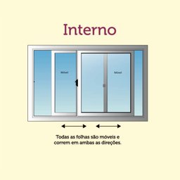 Porta de Alumínio de Correr Balcão 3 Folhas 2,10 x 1,50 Linha 25 Com Chave Cor Branco - 4