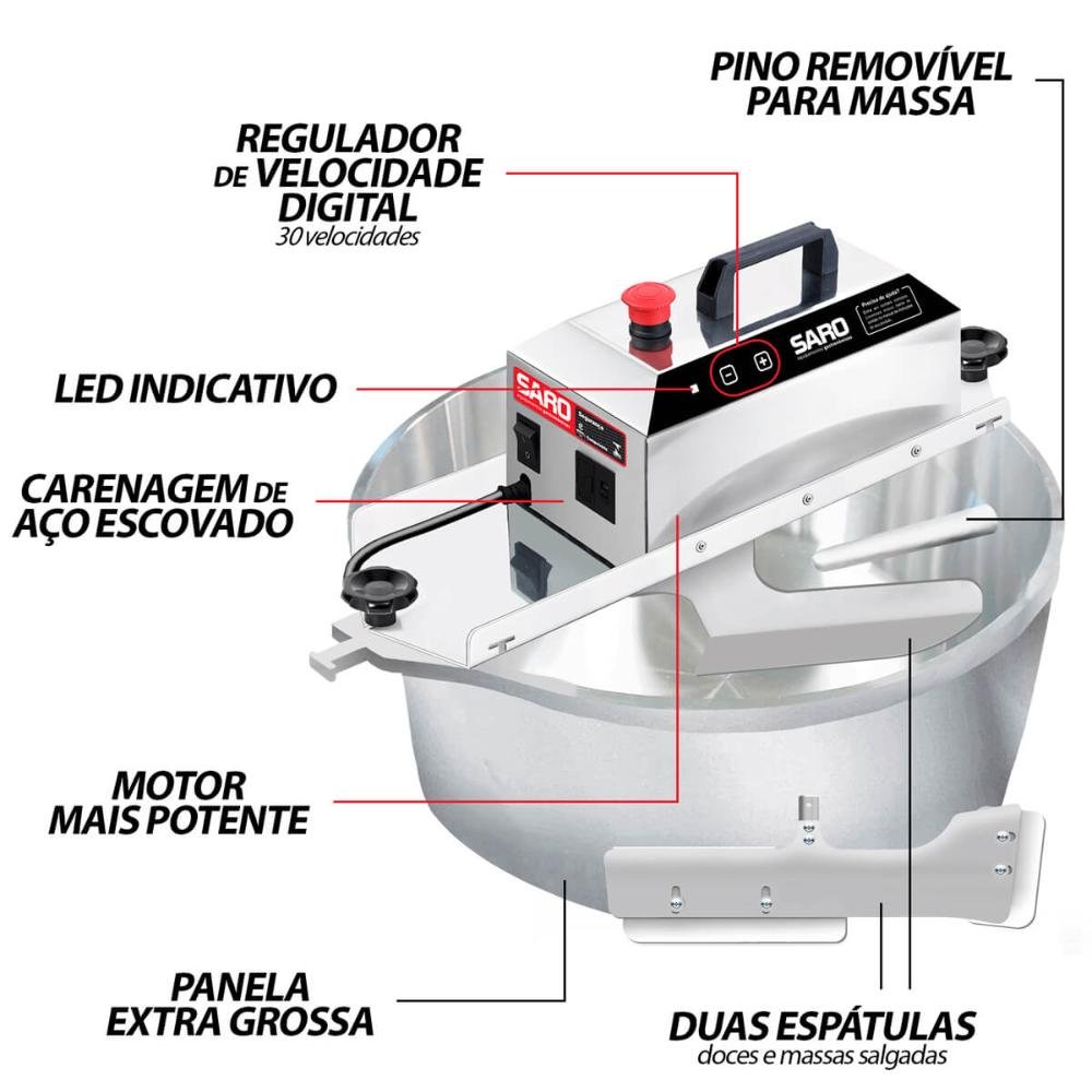 Panela Brigadeiro Misturela Cozedeira para Fogão Inox 21l para Doces e Salgados Bivolt Saro - 2