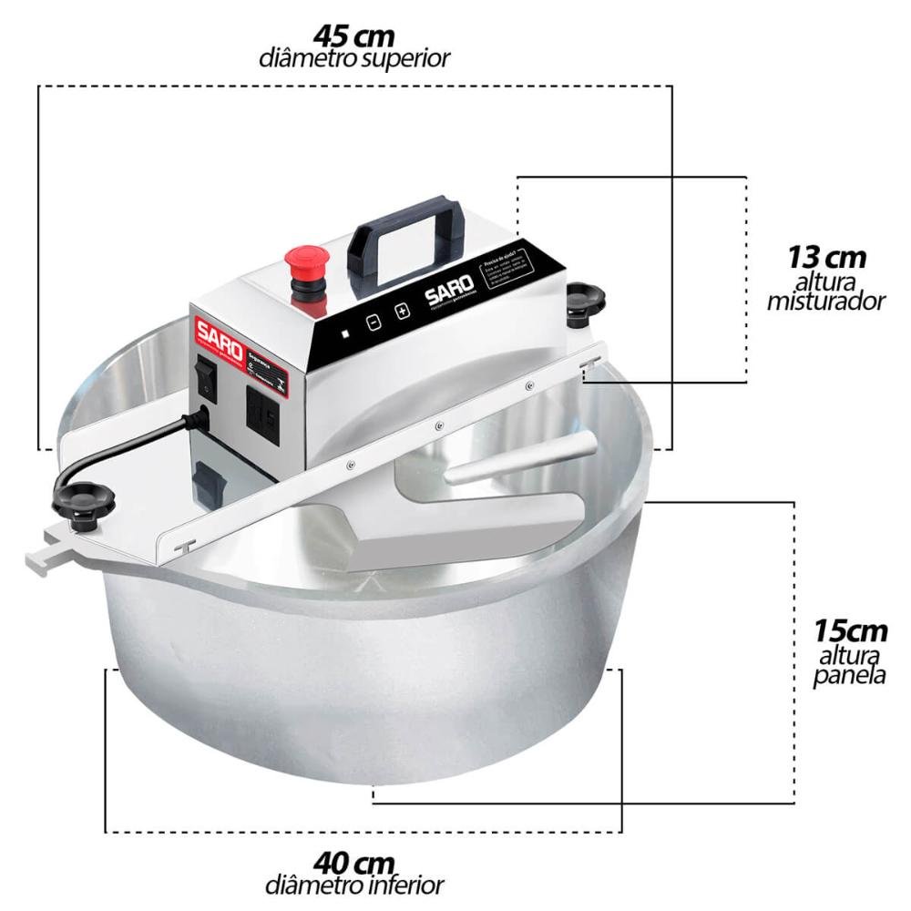 Panela Brigadeiro Misturela Cozedeira para Fogão Inox 21l para Doces e Salgados Bivolt Saro - 3