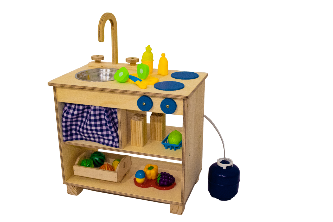 Cozinha infantil de madeira Azul com botijão – Ateliê de madeira - 2