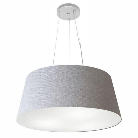 Lustre Pendente Cone Vivare Md-4062 Cúpula em Tecido 25/60x50cm - Bivolt Rustico-cinza 127/220v