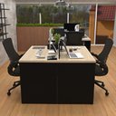 Ver imagem 2 de Estação de Trabalho Mesa Plataforma Escritório 1200x600 2 Lugares Netmobil - Dubai/preto